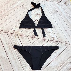 Volcom Blk Stripe Halter Top bikini